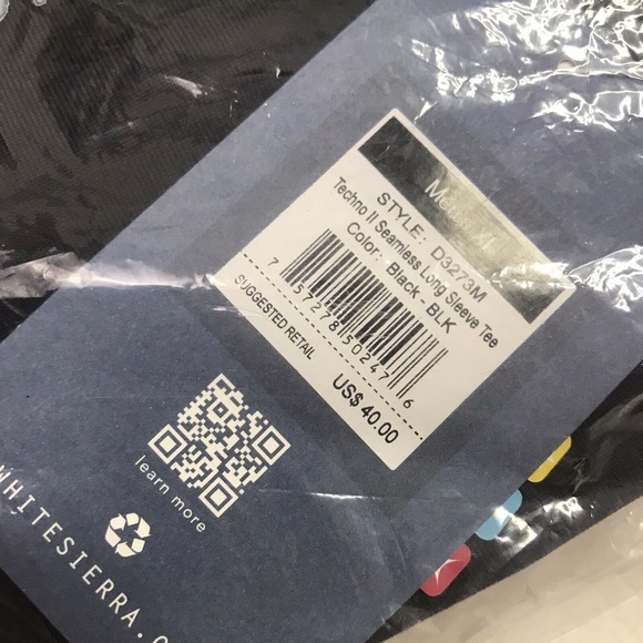 White Sierra Men's Techno ll Seamless Long Sleeve Tee Black Size XL New - Picture 3 of 3